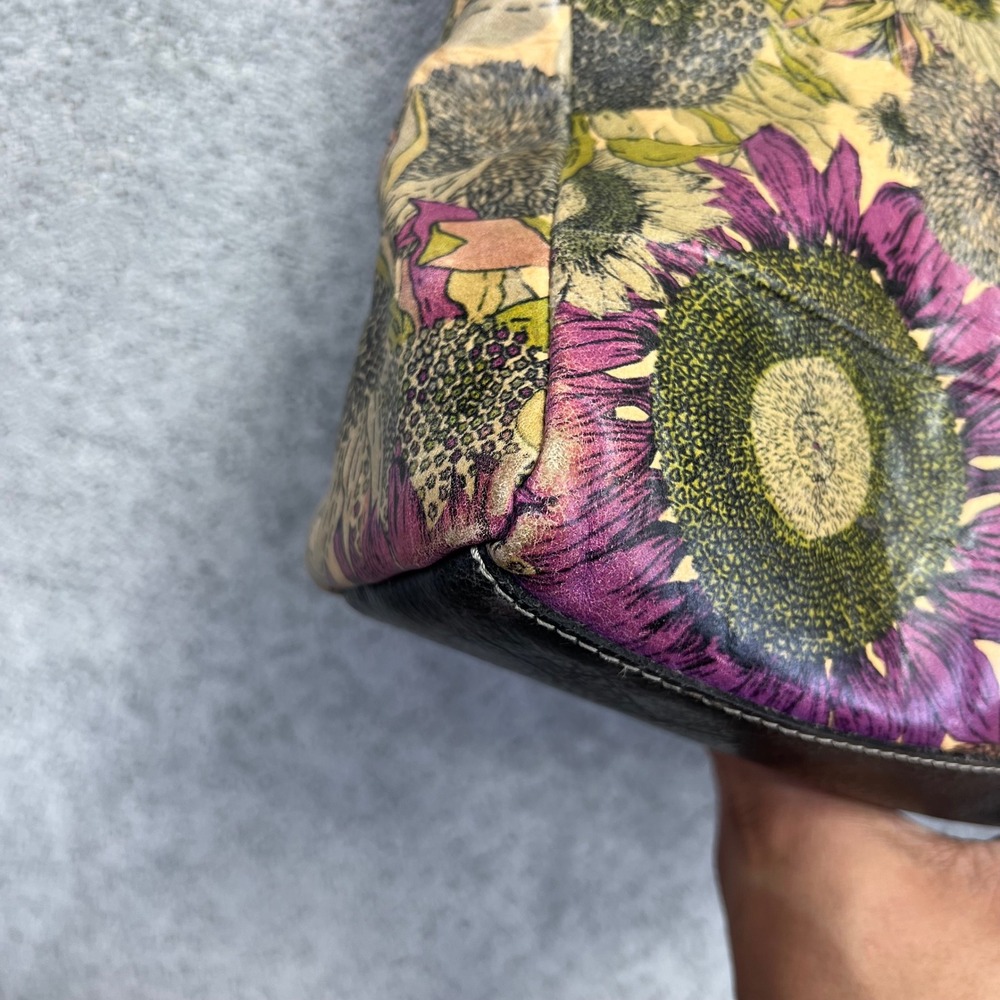Patricia Nash Tote Shoulder Bag Sunflower Leather Top Handle Floral Beet P53201 - Picture 3 of 16